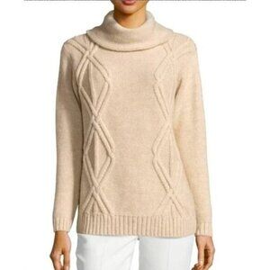 Lafayette 148 New York Turtleneck Sweater Acrylic Alpaca Camel